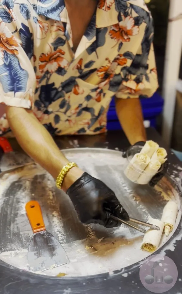 making of ice cream rolls