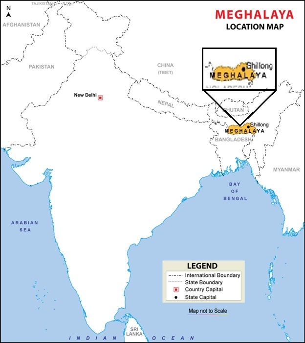 Location of Meghalaya in the North east India
