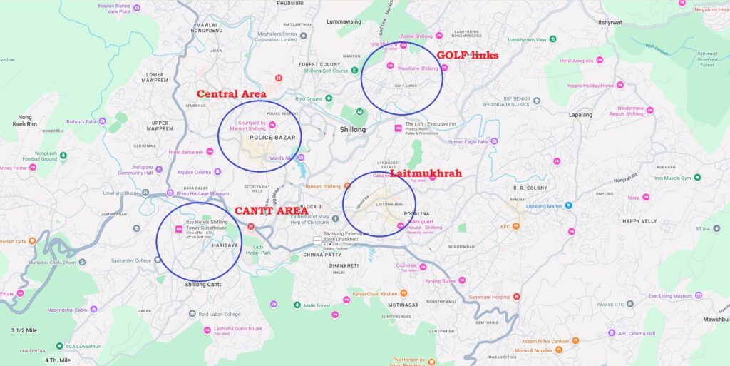 Best locations to stay in Shillong